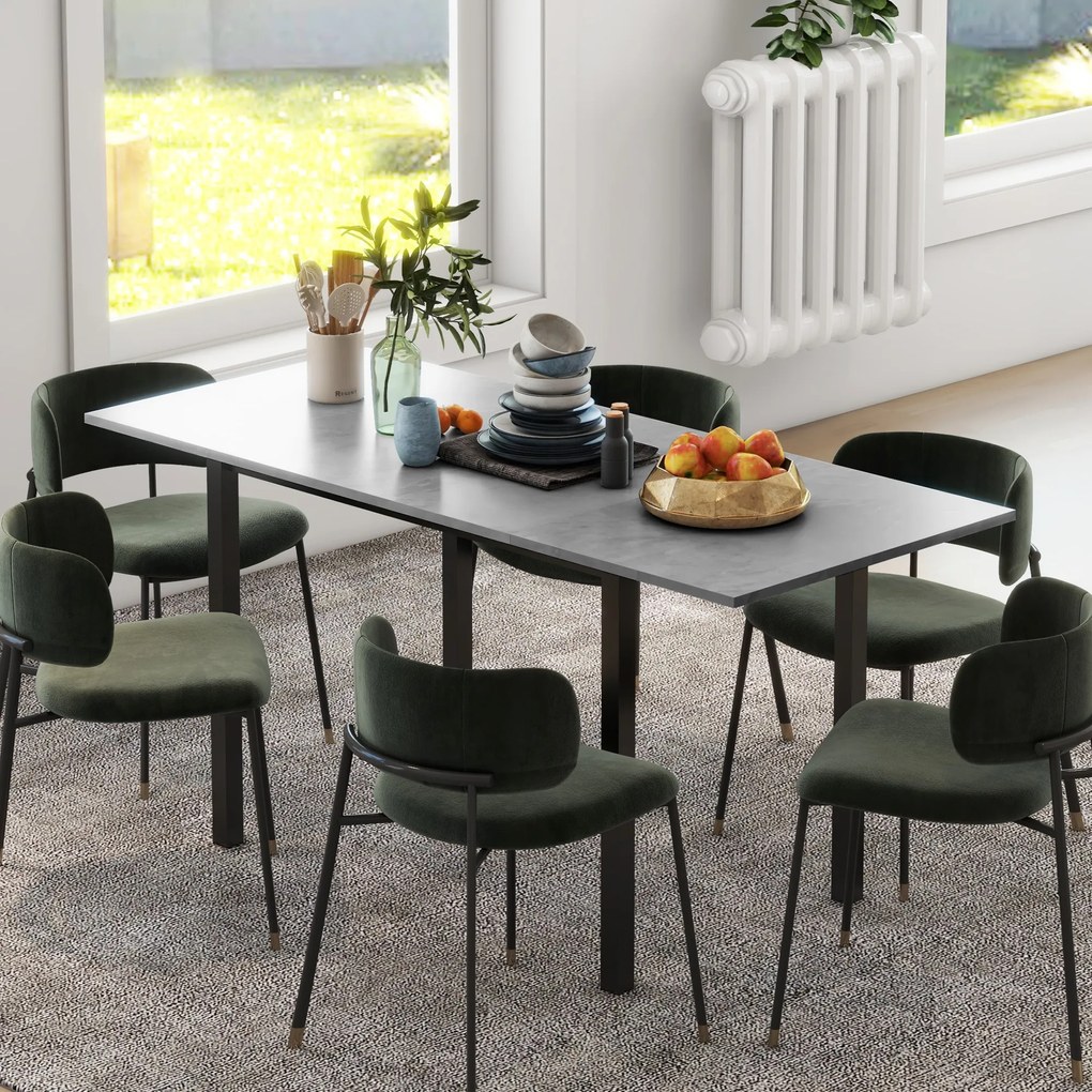 HOMCOM Masă de dining extensibilă masă de bucătărie design modern cu blat mare 6 persoane cadrul din oțel gri închis | Aosom Romania