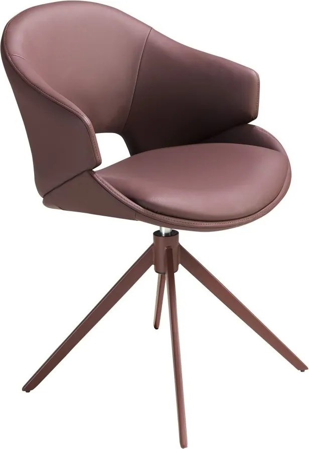 Scaun modern pivotant piele sintetica maro cupru