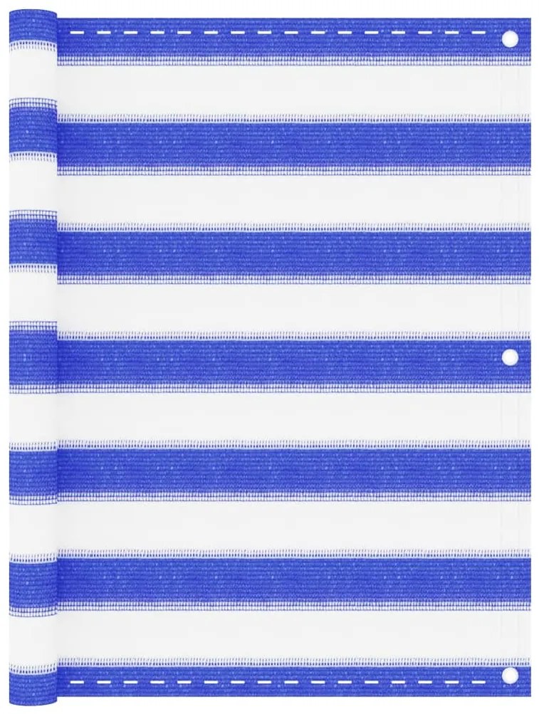 vidaXL Paravan de balcon, albastru și alb, 75x300 cm, HDPE