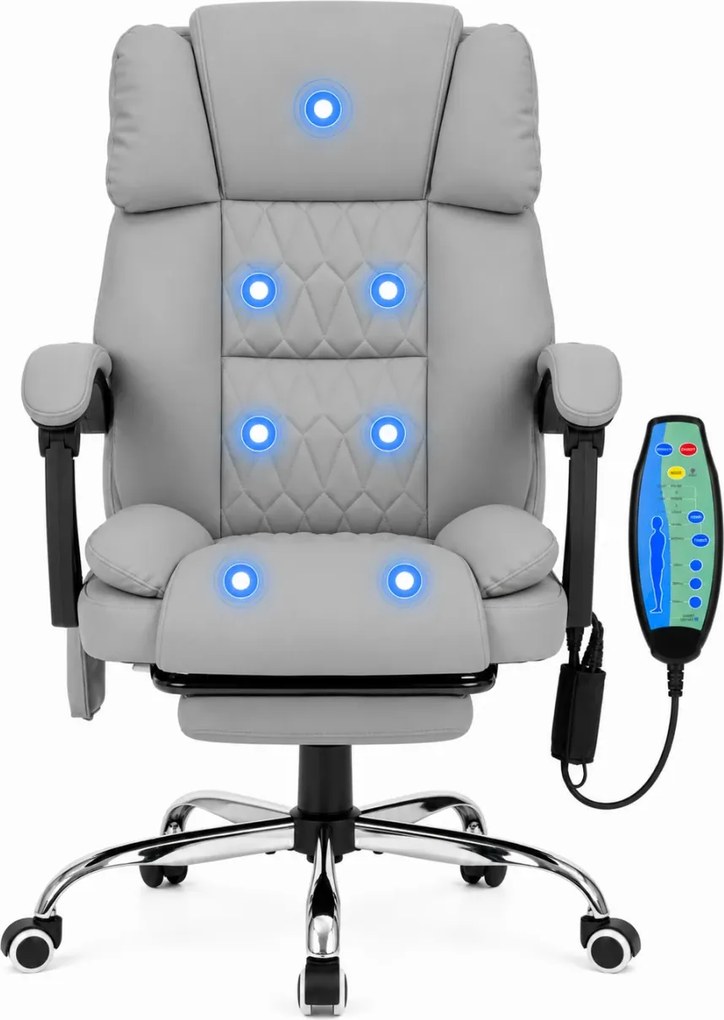 PRESTIGE FABRIC OC-514 PRO – Scaun Directorial Tapițerie Premium Dublu Strat Anti-Zgâriere, Masaj în 7 Puncte, Mecanism Multifuncțional, Suport Picioare, Bază Cromată, Gri