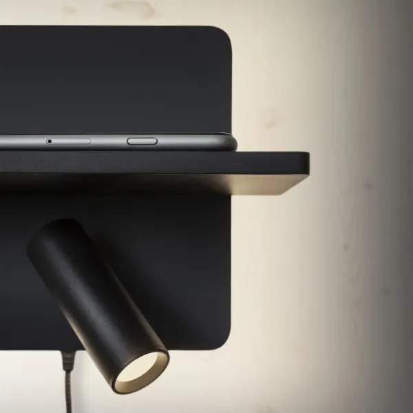 Ideal Lux - Aplica spot de perete PIANO LED/10W/230V CRI 90 USB negru