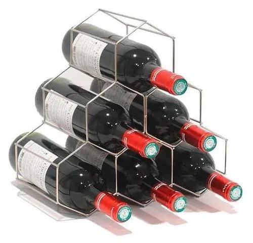 Suport metalic pentru sticle de vin Compactor, gri