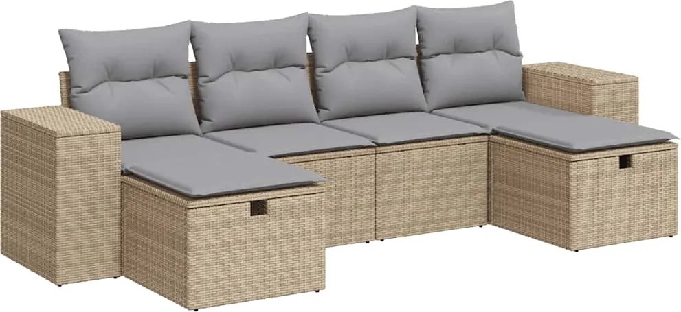 vidaXL Set canapele de grădină cu perne, 6 piese, bej, poliratan