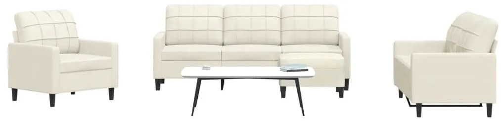 vidaXL Set de canapele cu perne, 4 piese, crem, catifea