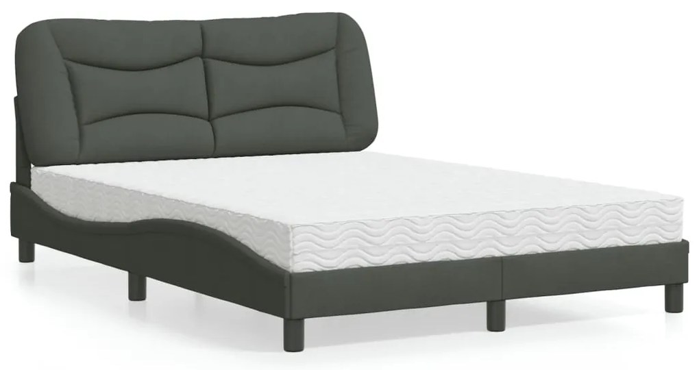 vidaXL Pat cu saltea, gri închis, 140x200 cm, textil