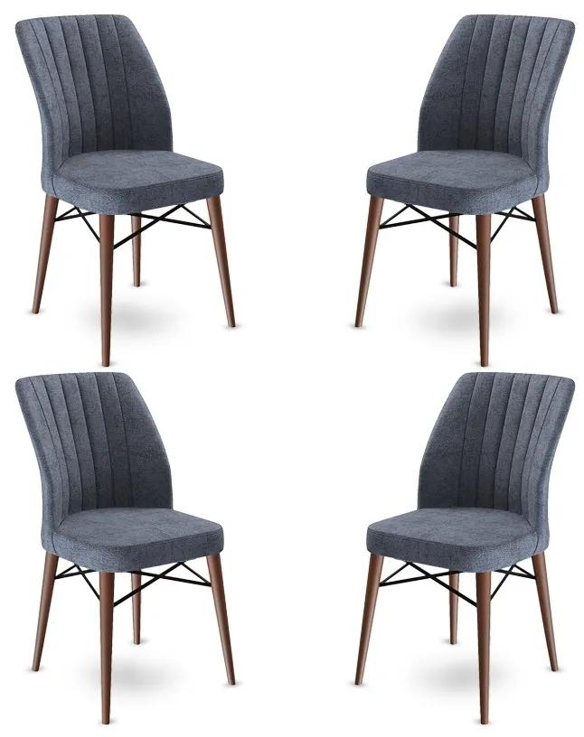 Set 4 scaune haaus Flex, Fum/Maro, textil, picioare metalice