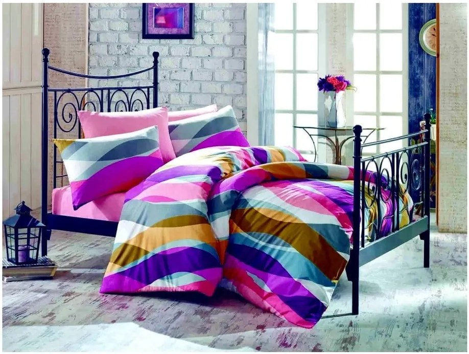 Lenjerie de pat cu cearşaf Magenta, 200 x 220 cm, violet