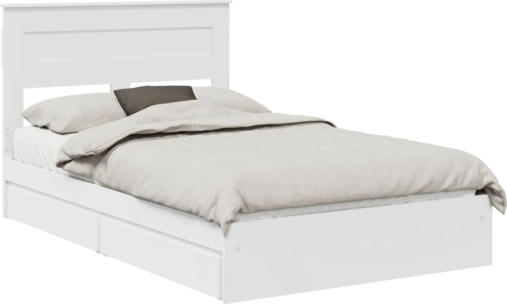 vidaXL Pat cu storage cu headboard Alb 120 x 190 cm Lemn compozit