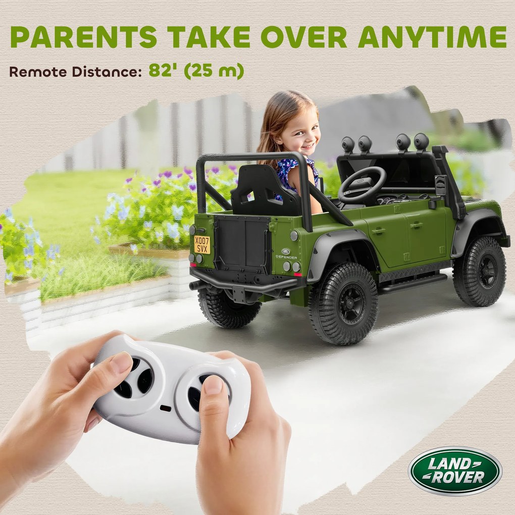 AIYAPLAY Mașină Electrică pentru Copii 3-5 Ani Land Rover 12V și Telecomandă Verde | Aosom Romania
