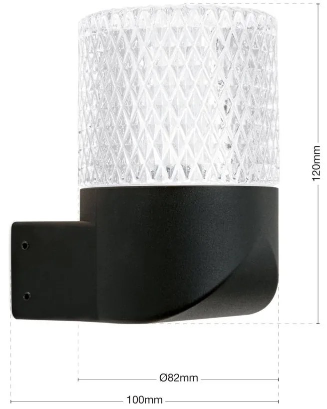 Aplica de exterior moderna IP65 MONDO 1L negru
