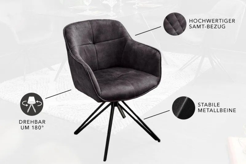 Set 2 scaune moderne pivotante Euphoria gri inchis