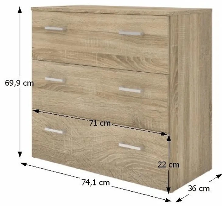 Comoda, stejar sonoma, GARBO 3