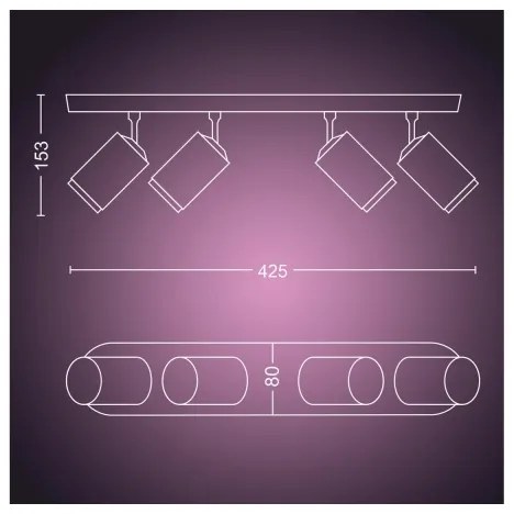 Philips Hue FUGATO LED RGBW spot 4xGU10/4,2W/230V negru dimabil