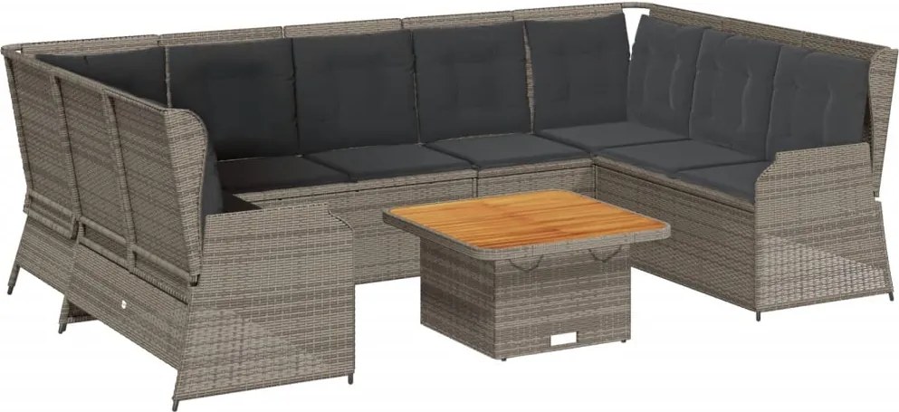 vidaXL Set mobilier de grădină cu perne, 7 piese, gri, poliratan