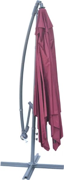 Umbrela pătrată din metal - visiniu 270 x 270 cm