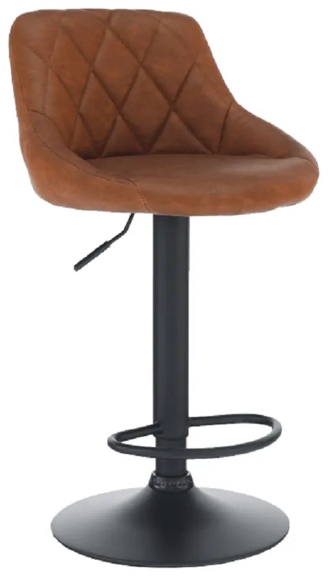 Scaun de bar tapiterie piele ecologica maro picior negru terkan 47.5x51x105 cm