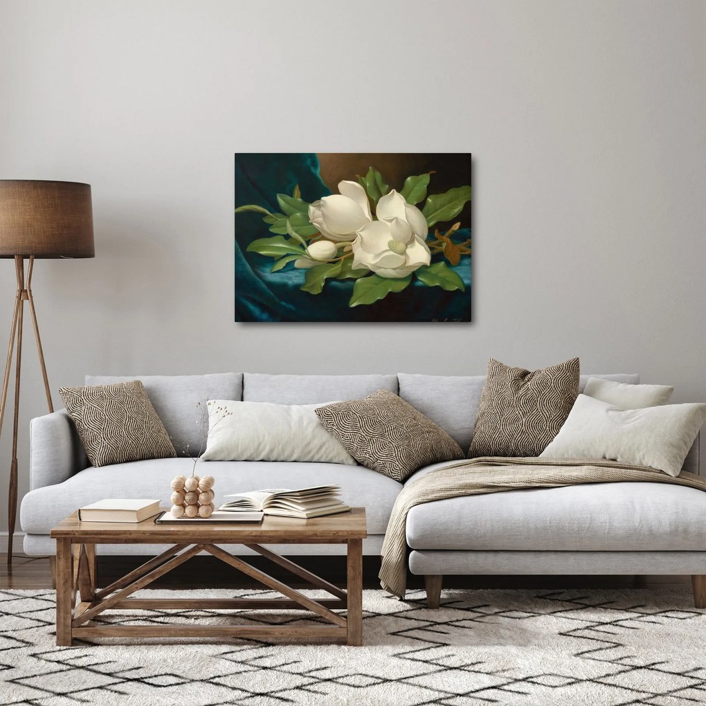 Tablou - Martin Johnson Heade, Giant Magnolias on a Blue Velvet Cloth, reproducere (70x50 cm)