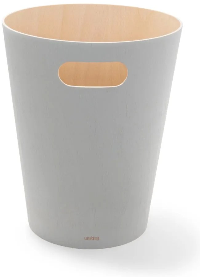 Coș de gunoi gri deschis din lemn 7,5 l Woodrow – Umbra