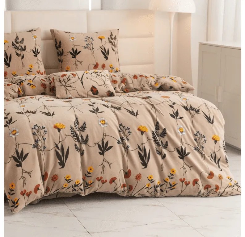 Lenjerie de pat din microplush HERBARIU bej Dimensiune lenjerie de pat: 2 buc 70 x 90 cm | 200 x 220 cm