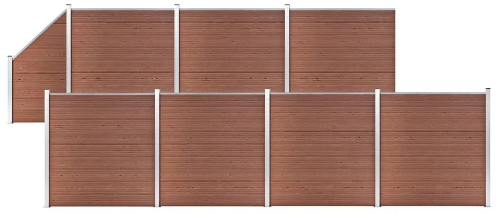 vidaXL Set panouri gard, 7 pătrate + 1 oblic, maro, 1311x186 cm, WPC