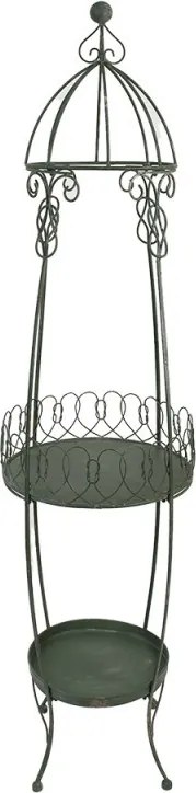 Suport decorativ plante, verde, din metal, aspect vintage, "Hearts"