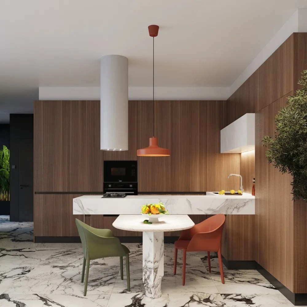 Lustră portocalie cu abajur din metal Vito – Sollux