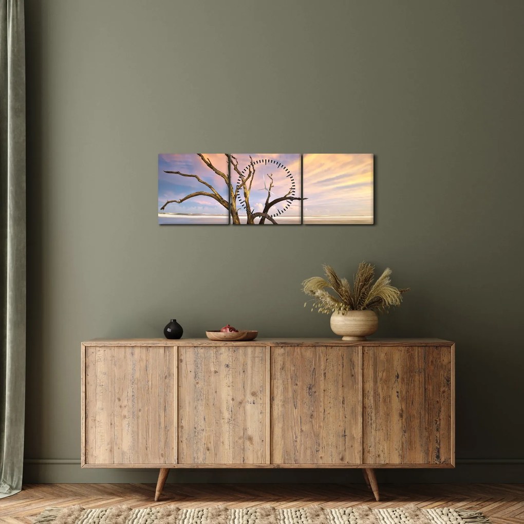 Tablou - Copacul în ocean (cu ceas) (90x30 cm)