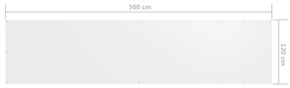 Paravan de balcon, alb, 120 x 500 cm, tesatura oxford Alb, 120 x 500 cm