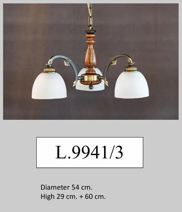 Lustra rustica suspendata cu 3 brate design italian 9941