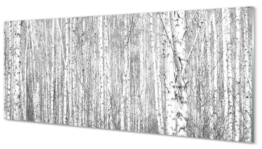 Tablouri acrilice copac pădure alb-negru