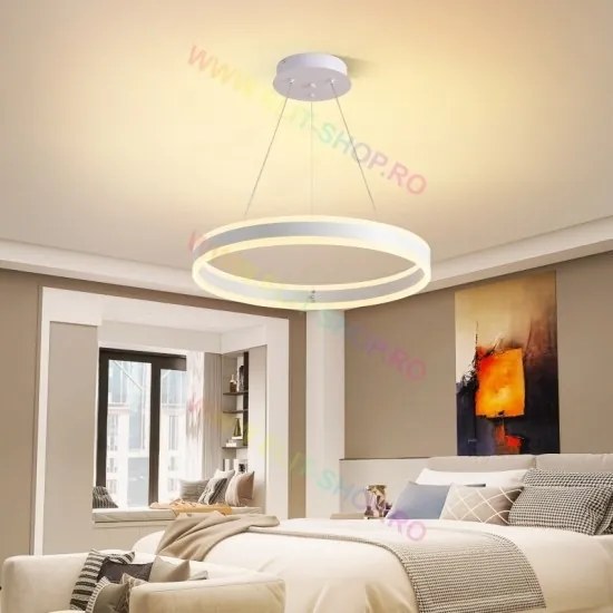 Lustra LED Cu Telecomanda, Elit's Esn1768/500D-W, 124W, ALB