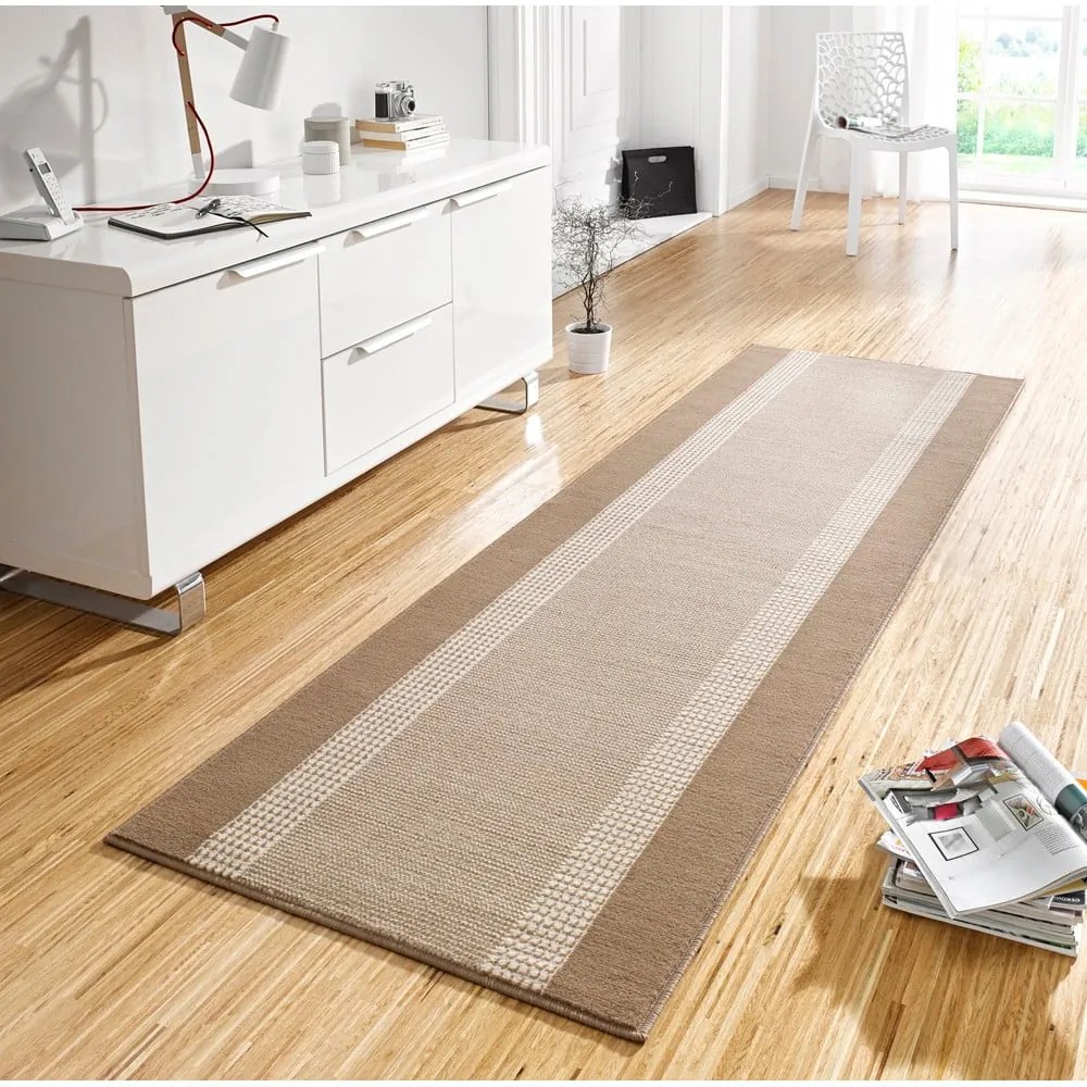 Covor tip traversă Hanse Home Basic, 80x200 cm, bej-maro