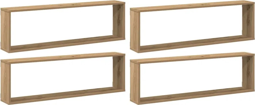 vidaXL Rafturi perete cub, 4 buc., stejar artizanal 100x15x30 cm lemn