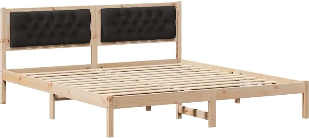vidaXL Cadru de pat cu headboard Negru 160 x 200 cm Lemn de pin masiv