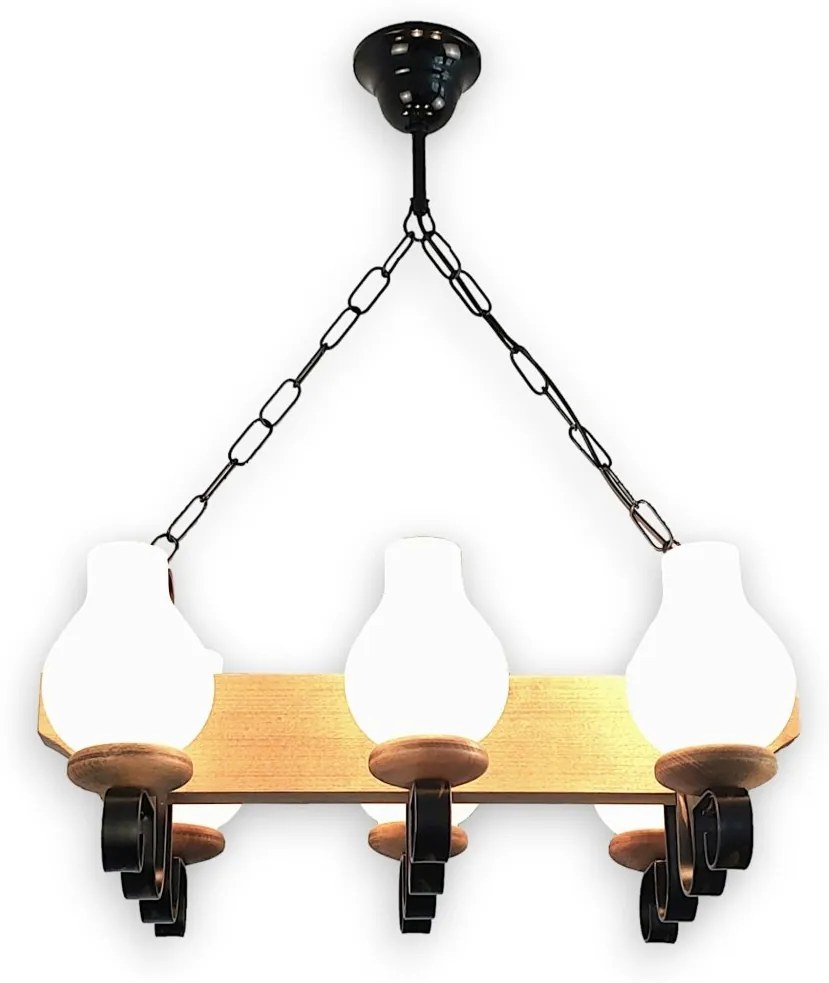 Candelabru rustic fabricat manual din lemn 6 brate Vela WOOD-VE-SP6
