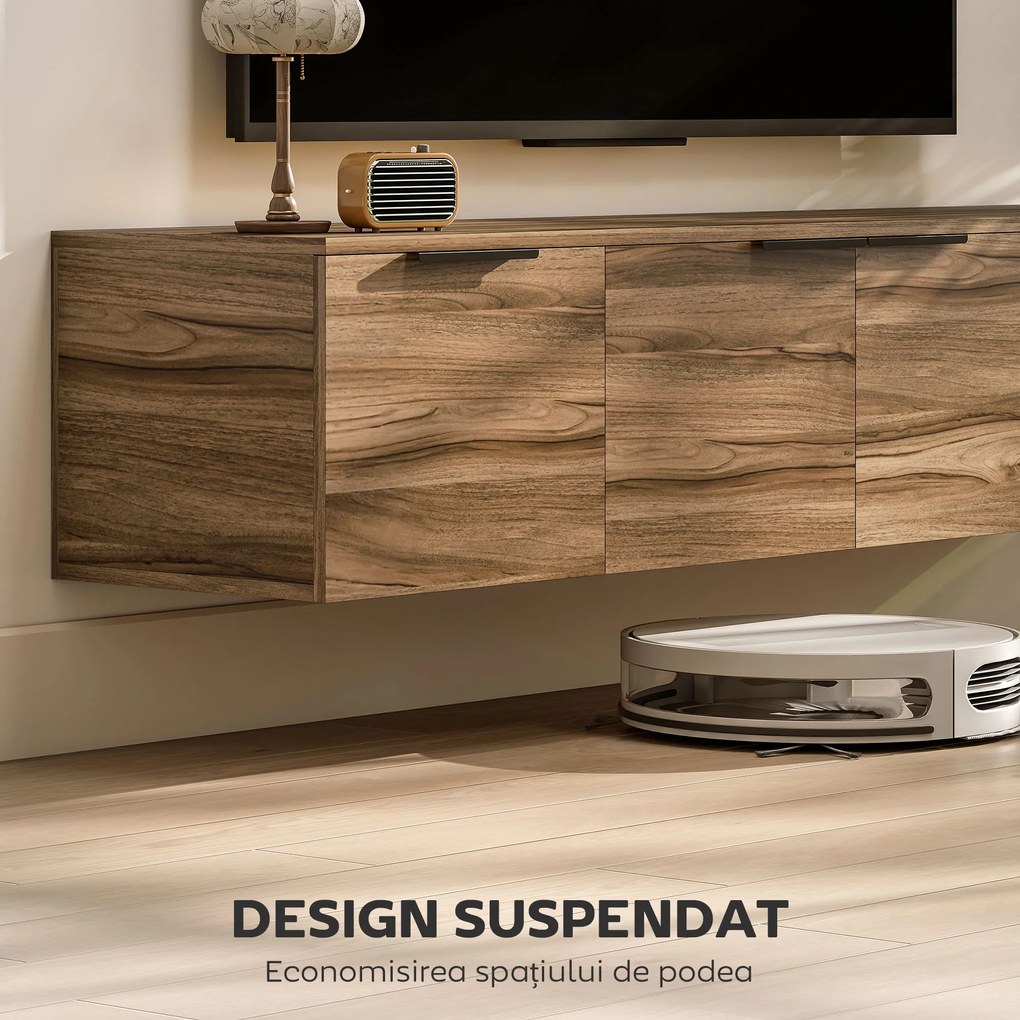 HOMCOM Comodă TV de până la 65" Stil Industrial cu 3 Dulapuri, Maro | Aosom Romania