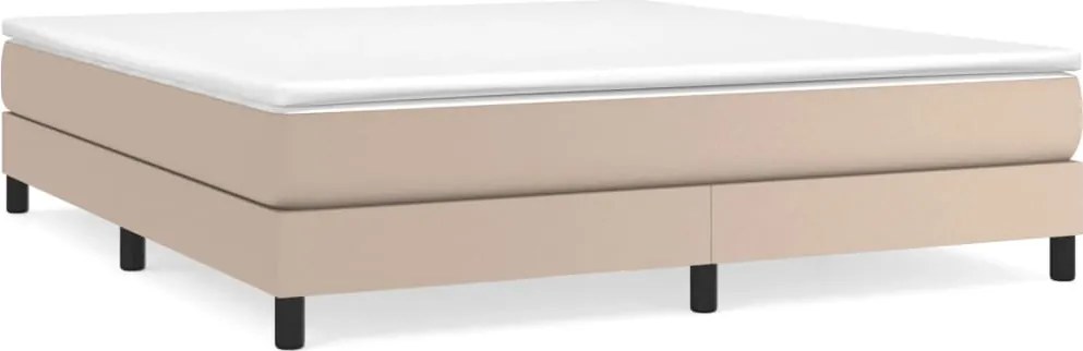 vidaXL Pat box spring cu saltea, cappuccino, 160x200cm piele ecologică