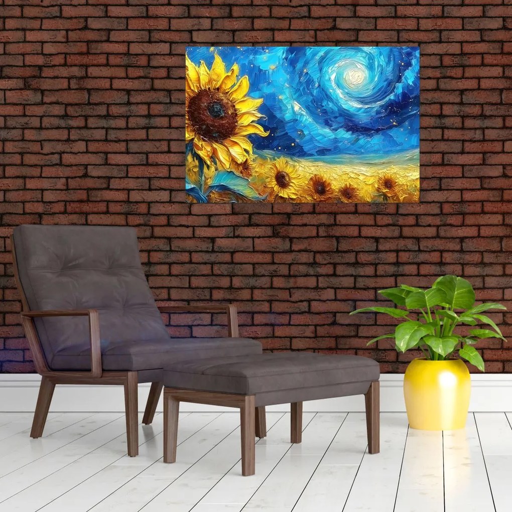 Tablou - Pictura floarea-soarelui (90x60 cm)