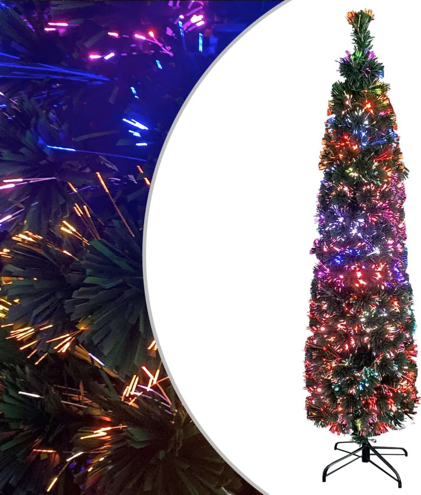 vidaXL Pom de Crăciun artificial subțire cu suport 180 cm fibră optică