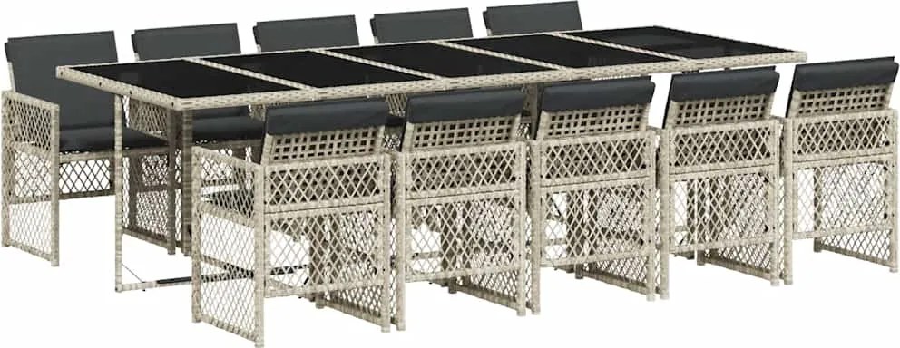vidaXL Set mobilier de grădină cu perne 11 piese gri deschis poliratan