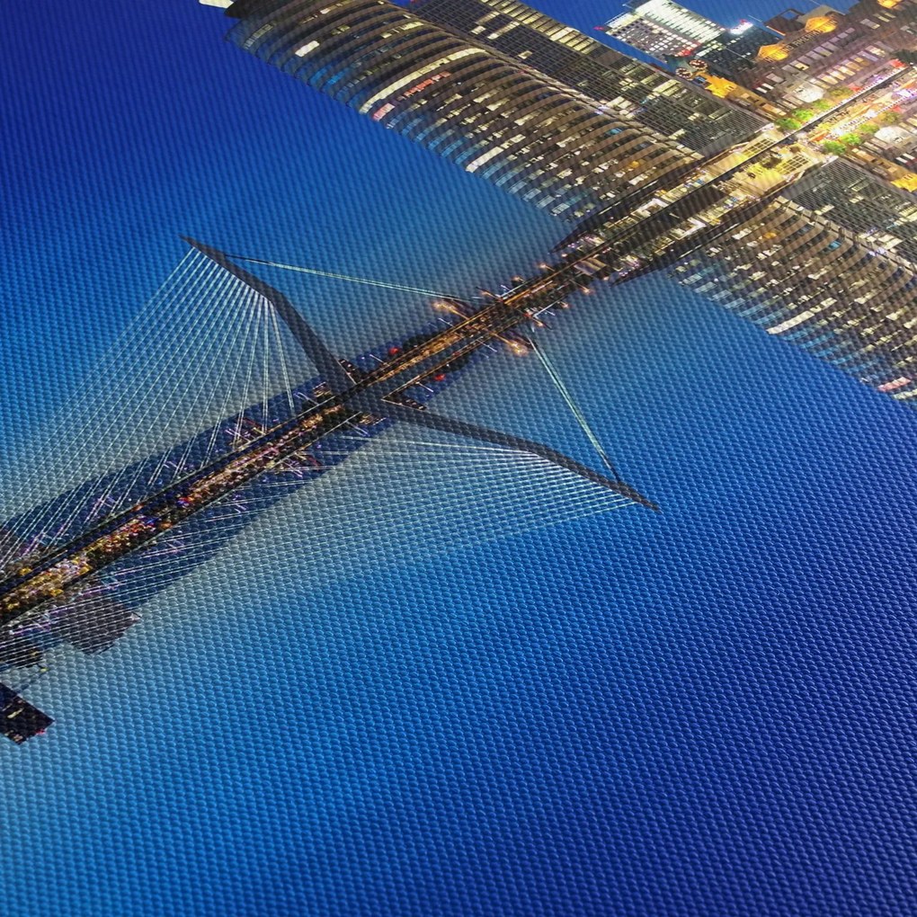Tablou - Rotterdam nocturn (cu ceas) (90x30 cm)