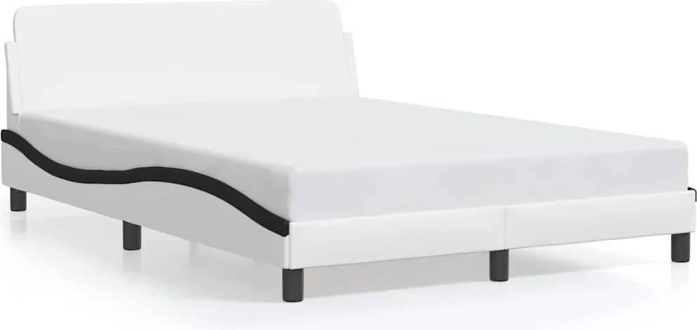 vidaXL Cadru de pat, Dover, alb/negru, 140x200 cm, piele ecologică