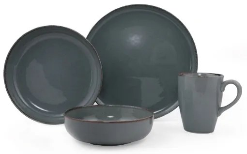 Set de masă, 16 piese, gri/porțelan
