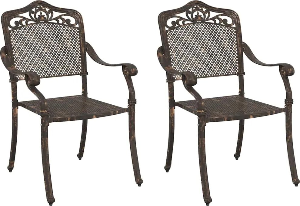 vidaXL Scaun pentru Grădină 2 pcs Bronz 55 x 55 x 92,5cm Aluminiu