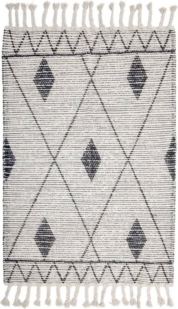 Covor rustic din bumbac cu model țesut, culoare natur, 180×120 cm, „Yuki”