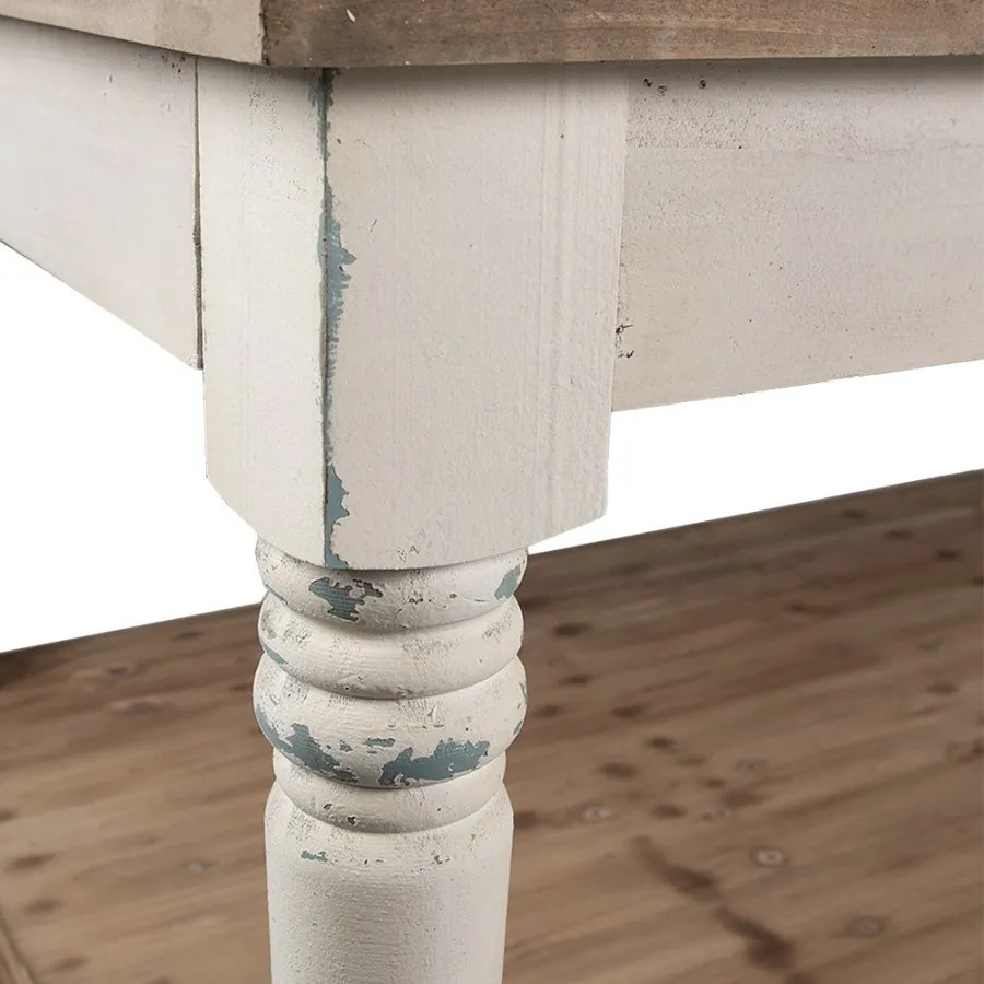 Masă de prezentare shabby chic, cu finisaj alb antichizat, Clarisse, 200x100x85 cm