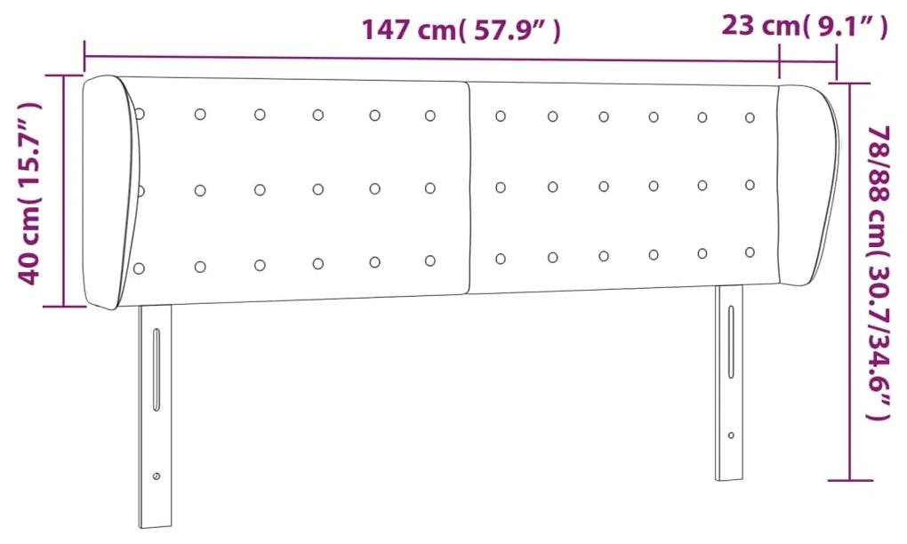 Tablie de pat cu aripioare gri deschis 147x23x78 88 cm catifea 1, Gri deschis, 147 x 23 x 78 88 cm