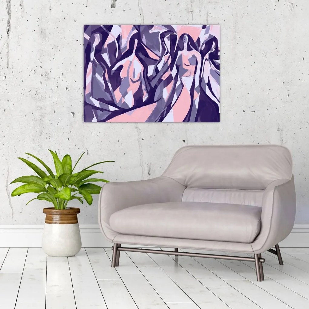 Tablou pe sticlă - Abstract, femei (70x50 cm)