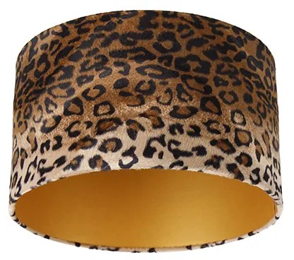Abajur din catifea cu imprimeu leopard 35/35/20 interior auriu