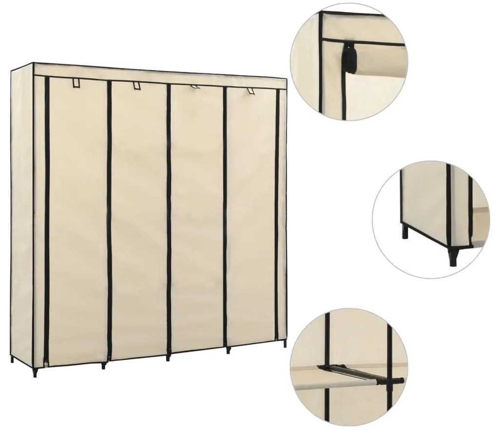 vidaXL Șifonier cu 4 compartimente, crem, 175 x 45 x 170 cm